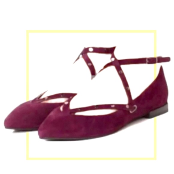 Rebecca Minkoff Maroon Faye Suede Ballet Flats - Picture 1 of 12
